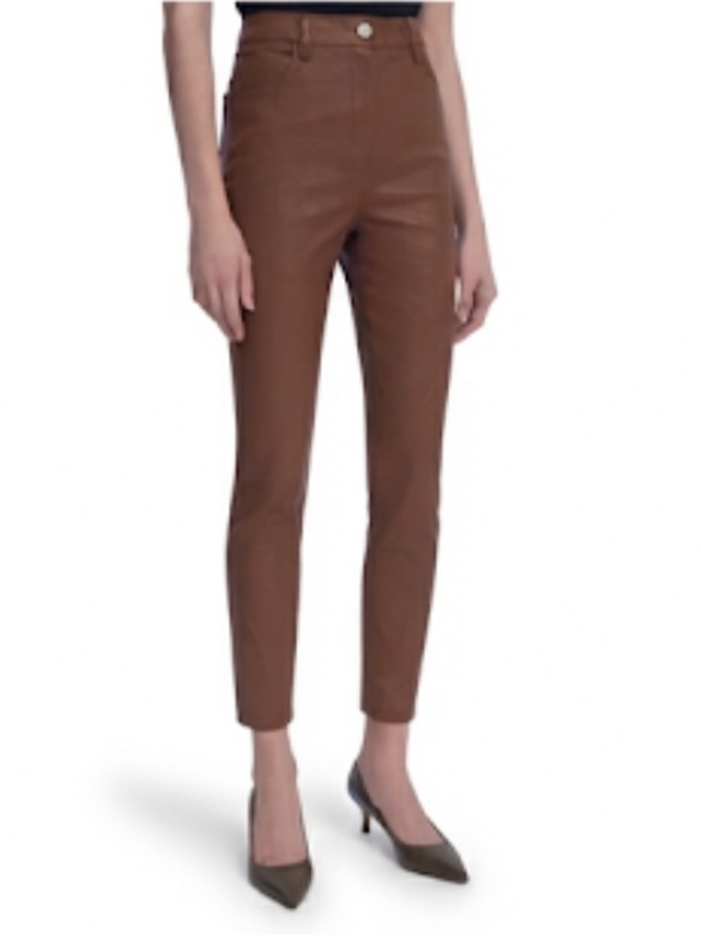 Theory Bristol 100% Lamb Leather Skinny 5-Pocket Tan Pants Size 2
